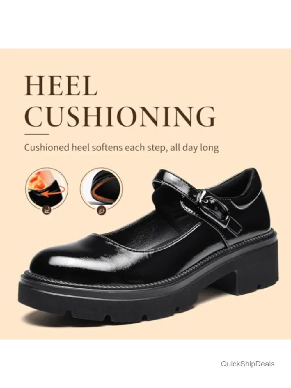 Women's Chunky Platform Mary Jane Heels with Buckle Strap Dress Pumps
